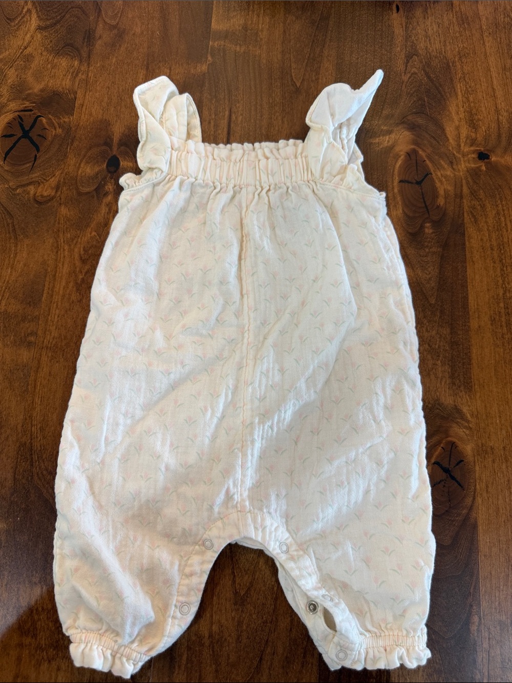 cloud island Cream Ruffle Strap Baby One-Piece